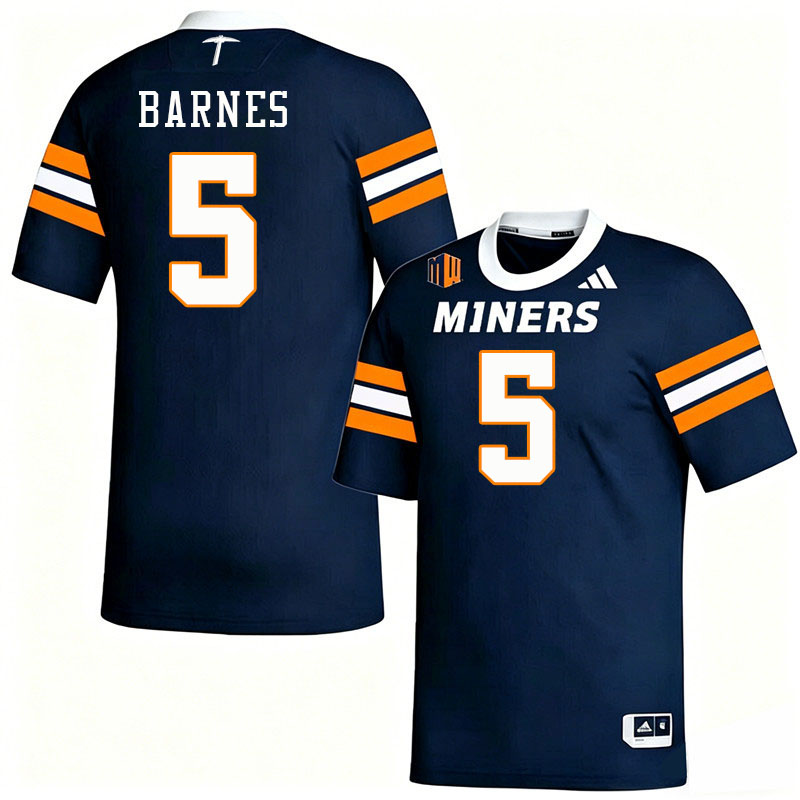 UTEP Miners #5 Solo Barnes College Football Jerseys,Uniforms-Navy